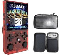 R36Max Retro Handheld Game Console, Video Game Console with 64G Built-in 18000+ Games, 4000mAh Rechargeable, Support 30+ Simulators, Linux System, 4.0 Inch IPS Screen Portable Pocket (Red)