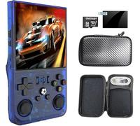 R36Max Retro Handheld Game Console, Video Game Console with 64G Built-in 18000+ Games, 4000mAh Rechargeable, Support 30+ Simulators, Linux System, 4.0 Inch IPS Screen Portable Pocket (Blue)