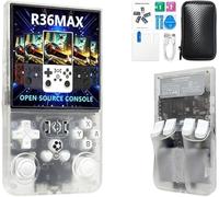 R36Max Retro Handheld Game Console, Video Game Console with 64G Built-in 18000+ Games, 4000mAh Rechargeable, Support 30+ Simulators, Linux System, 4.0 Inch IPS Screen Portable Pocket (Translucent)