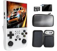 R36Max Retro Handheld Game Console, Video Game Console with 64G Built-in 18000+ Games, 4000mAh Rechargeable, Support 30+ Simulators, Linux System, 4.0 Inch IPS Screen Portable Pocket (White)