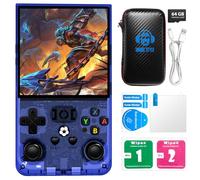 R36MAX Retro Handheld Game Console with Open Source Linux System, 64GB TF Card Built-in 18,000+ Classic Video Games, Portable Gaming Console with 4.0-inch IPS HD Screen & 4000mAh Battery (Blue 64GB)