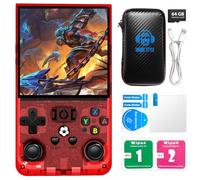R36MAX Retro Handheld Game Console with Open Source Linux System, 64GB TF Card Built-in 18,000+ Classic Video Games, Portable Gaming Console with 4.0-inch IPS HD Screen & 4000mAh Battery (Red 64GB)