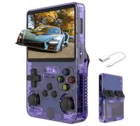 R36S Handheld Game Console, Retro Handheld Video Game Console 3.5 Inch IPS Screen Open Source Linux System Built-in 15000+ Games, 32G+64G TF Card, Purple