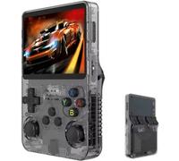 R36S Handheld Retro Game Console, 3.5 Inch IPS Screen with 64/128GB TF Card, Built-in 15000+ Games, 3500mAh, Open Source Linux System(Black,128G)