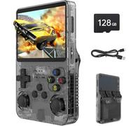 R36S Retro Handheld Game Console, 128GB Retro Gaming Console with 30+ Mainstream Emulators, 40,000+ Classic Games, Open Source Linux System, 3500mah Battery - Black