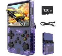 R36S Retro Handheld Game Console, 3.5 Inch IPS Screen, 128GB Storage, 40000+ Classic Games, 3500mAh Battery, Linux System, 30+ Emulators Purple