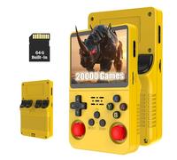 R36S Retro Handheld Game Console, 3.5-inch IPS Screen, 64G, 20,000+ Games, Portable Gaming Device for Kids & Adults, Supports Multiple Emulators (yellow)