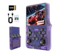 R36S Retro Handheld Game Console, Purple, 3.5 Inch HD Screen, 25,000+ Classic Games, 128G TF Card, Open Source Linux, for Teens and Adults