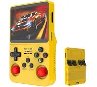 R36s-Retro Handheld Game Console with 128G 3.5 Inch IPS Screen Built-in 20000+ Classic Games Open Source Linux System Portable Pocket Video Player with 3200mah Battery (Yellow)