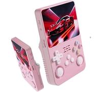 R36s-Retro Handheld Game Console with 128G 3.5 Inch IPS Screen Built-in 20000+ Classic Games Open Source Linux System Portable Pocket Video Player with 3200mah Battery (Pink)