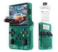 R36S Retro Handheld Game Console with 3.5-Inch Screen,64G Built-in 15000+ Classic Games, Open Source System, Portable Gaming Player for Travel,Gift for Teen or Partner(Green）