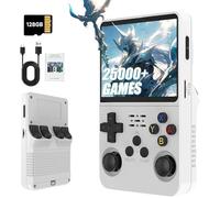R36S Retro Handheld Games Console, 25,000+ Classic Games Portable Pocket Video Player with 3.5 Inch HD Screen, 128G TF Card, Open Source Linux System Screen for Teens and Adults (White 128G)