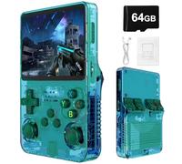 R36S Retro Handheld Games Console - 3.5" IPS Display, 21000 Classic Games 3500mAh Battery, Linux System Portable Mini Game Console-Green||64G