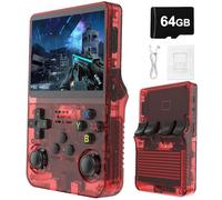 R36S Retro Handheld Games Console - 3.5" IPS Display, 21000 Classic Games 3500mAh Battery, Linux System Portable Mini Game Console-Red||64G