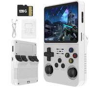R36S Retro Handheld Games Console -With Open Source Linux System, 21,000 Classic Games, 3.5" IPS Screen, 64GB/128GB, Portable Mini Game Console-White||128GB