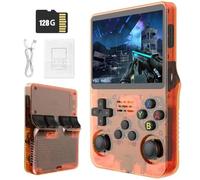 R36S Retro Handheld Games Console -With Open Source Linux System, 21,000 Classic Games, 3.5" IPS Screen, 64GB/128GB, Portable Mini Game Console-Orange||128GB