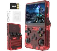 R36S Retro Handheld Games Console -With Open Source Linux System, 21,000 Classic Games, 3.5" IPS Screen, 64GB/128GB, Portable Mini Game Console-Red||64GB