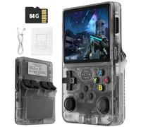 R36S Retro Handheld Games Console -With Open Source Linux System, 21,000 Classic Games, 3.5" IPS Screen, 64GB/128GB, Portable Mini Game Console-Black||64GB