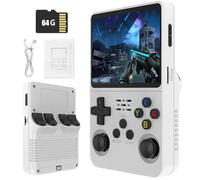 R36S Retro Handheld Games Console -With Open Source Linux System, 21,000 Classic Games, 3.5" IPS Screen, 64GB/128GB, Portable Mini Game Console-White||64GB