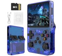R36S Retro Handheld Games Console -With Open Source Linux System, 21,000 Classic Games, 3.5" IPS Screen, 64GB/128GB, Portable Mini Game Console-Blue||64GB