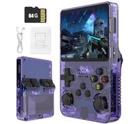 R36S Retro Handheld Games Console -With Open Source Linux System, 21,000 Classic Games, 3.5" IPS Screen, 64GB/128GB, Portable Mini Game Console-Purple||64GB