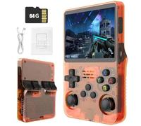 R36S Retro Handheld Games Console -With Open Source Linux System, 21,000 Classic Games, 3.5" IPS Screen, 64GB/128GB, Portable Mini Game Console-Orange||64GB