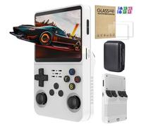 R36s Retro Handheld Gaming Console: 3.5 Inch IPS Screen, 64GB TF Card with 15000+ Classic Games, 1 Portable Case & 2 Screen Protectors - Ideal for All Age (White 64Gb)