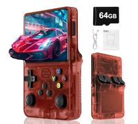 R36S Retro Video Game Console-Supports 20000+ Classic Games,Open Linux Source,3000mAh Battery,3.5 Inches HD Screen,64G TF Card,Portable Game Console for Travel,Birthday Gift for Boys and Adults-Red