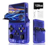 R36S Retro Video Game Console-Supports 30000+ Classic Games,Open Linux Source,3000mAh Battery,3.5 Inches HD Screen,128G TF Card,Portable Game Console for Travel,Birthday Gift for Boys and Adults-Blue