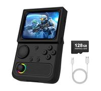 R36T Handheld Game Console with 3.5" CRT-Inspired Screen, Portable Retro Gaming Console with 18000+ Classic Games, Video Game Consoles Supports WiFi Networked Fighting and OTG (Black 128GB)