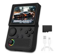 R36T Handheld Games Console 64G,Portable Retro Gaming Preload with 18000+ Games with 27 Emulators,Vintage Game Console 3.5 Inch IPS Screen 640*480 Display, Black