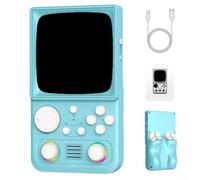 R36T MAX Retro Handheld Game Console with 4 Inch Curved Screen, 20000 Preloaded Games, WiFi Connectivity, Dual Joystick Controllers, 4000mAh Battery for Travel Gaming, Brown(blue)