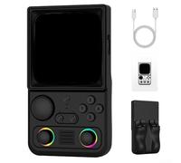 R36T MAX Retro Handheld Game Console with 4 Inch Curved Screen, 20000 Preloaded Games, WiFi Connectivity, Dual Joystick Controllers, 4000mAh for Travel Gaming, Brown(black)
