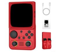 R36T MAX Retro Handheld Game Console with 4 Inch Curved Screen, 20000 Preloaded Games, WiFi Connectivity, Dual Joystick Controllers, 4000mAh Battery for Travel Gaming, Brown(red)