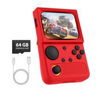 R36T Retro Gaming Console, 3.5'' IPS Screen CRT-Inspired, Handheld Game Console with 18000+ Classic Games, 3500mAh Battery, Supports Multiple Mainstream Emulators, WiFi Network Battling, 64GB (Red)