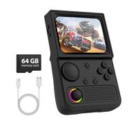 R36T Retro Gaming Console, 3.5'' IPS Screen CRT-Inspired, Handheld Game Console with 18000+ Classic Games, 3500mAh Battery, Supports Multiple Mainstream Emulators, WiFi Network Battling, 64GB (Black)