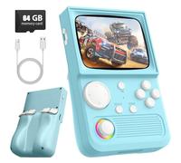 R36T Retro Gaming Console, 3.5'' IPS Screen, With 18000 Classic Games, 3000mAh Battery, Supports Multiple Mainstream Emulators, WiFi Network Battling-Blue||64GB