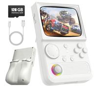 R36T Retro Gaming Console, 3.5'' IPS Screen, With 18000 Classic Games, 3000mAh Battery, Supports Multiple Mainstream Emulators, WiFi Network Battling-White||128GB