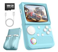 R36T Retro Gaming Console, 3.5'' IPS Screen, With 18000 Classic Games, 3000mAh Battery, Supports Multiple Mainstream Emulators, WiFi Network Battling-Blue||128GB