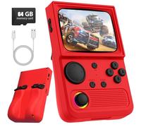 R36T Retro Gaming Console, 3.5'' IPS Screen, With 18000 Classic Games, 3000mAh Battery, Supports Multiple Mainstream Emulators, WiFi Network Battling-Red||64GB