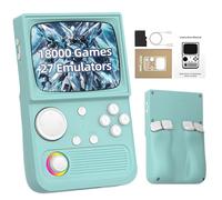 R36T Retro Video Games Console 64G, Portable Handheld Gaming Console with Built in 18000+ Retro Games 27 Emulators, Linux System, 3.5 Inch IPS OCA Screen, Support WIFI, 3D Dual Joystick (Mint Green)