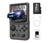 R36TMAX Handheld Game Console, Retro Gaming Console with 22,000+ Classic Games, 4.0 Inch IPS HD Screen, Supports WiFi Networked Fighting and OTG, 4000mAh Battery (Gray 128GB)