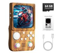 R36TMAX Retro Handheld Game Console, 4 Inch IPS HD Screen Retro Gaming Console,Supports WiFi Networked Fighting and OTG,Compatible with a Large Variety of Classic Games,Built-in 64G,Wood Grain Brown