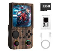 R36TMAX Retro Handheld Game Console, 4 Inch IPS HD Screen Retro Gaming Console, Supports WiFi Networked Fighting and OTG, Compatible with a Large Variety of Classic Games,Wood Grain Coffee Brown