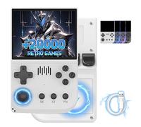 R36VX Retro Handheld Game Console 20000+ Games 20 Emulators Retro Games Console,ArkOS System,3.5 Inch IPS HD Screen Handheld Games Consoles,3500mAh Battery,Support Handle Connection (White-64G)