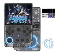 R36VX Retro Handheld Game Console 40000+ Games 20 Emulators Retro Games Console,ArkOS System,3.5 Inch IPS HD Screen Handheld Games Consoles,3500mAh Battery,Support Handle Connection (Black-128G)