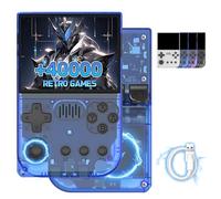 R36VX Retro Handheld Game Console 40000+ Games 20 Emulators Retro Games Console,ArkOS System,3.5 Inch IPS HD Screen Handheld Games Consoles,3500mAh Battery,Support Handle Connection (Blue-128G)