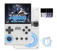 R36VX Retro Handheld Game Console 40000+ Games 20 Emulators Retro Games Console,ArkOS System,3.5 Inch IPS HD Screen Handheld Games Consoles,3500mAh Battery,Support Handle Connection (White-128G)