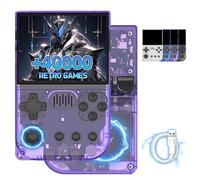 R36VX Retro Handheld Game Console 40000+ Games 20 Emulators Retro Games Console,ArkOS System,3.5 Inch IPS HD Screen Handheld Games Consoles,3500mAh Battery,Support Handle Connection (Purple-128G)