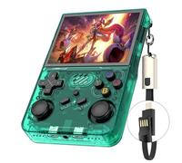 R36XX Handheld Retro Game Console, 3.5 Inch IPS Screen with 64/128GB TF Card, Built-in 15000+ Games, 3500mAh, Open Source Linux System(Green,64G)